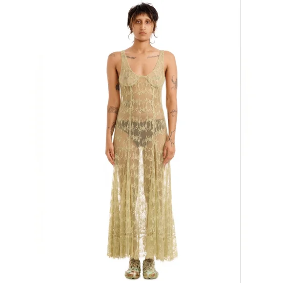 COLLINA STRADA OLIVE PAMELA DRESS Size S